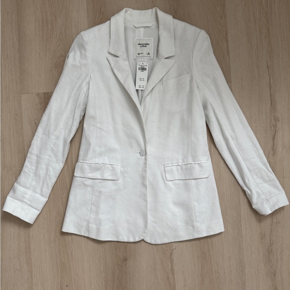 Abercrombie & Fitch NWT White Linen Blend Blazer - Picture 2 of 14